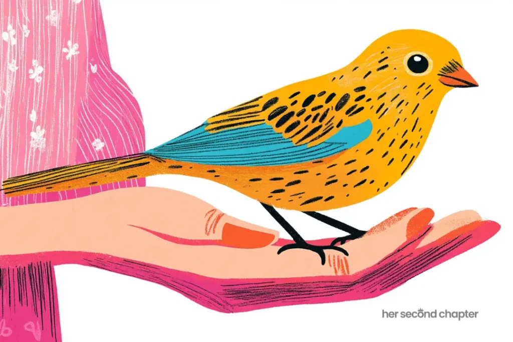 vector illustration of a sparrow in the palm of a woman's hand representing the idea that little things matter to God