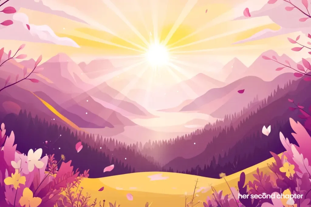 vector illustration of sunrise over mountains representing living in expectant trust that god having good things planned for our life